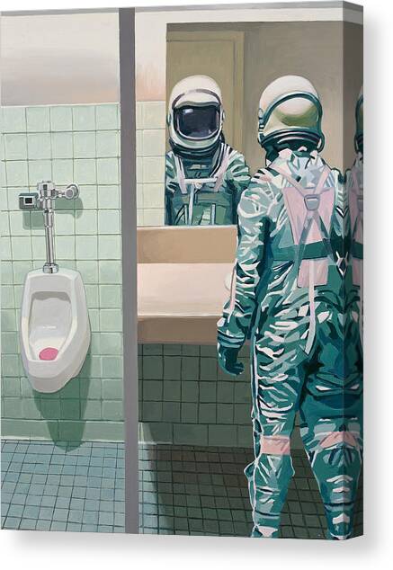 Astronaut in the Restroom Canvas Print