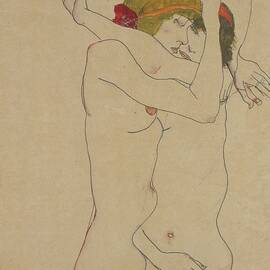 Two Women Embracing by Egon Schiele