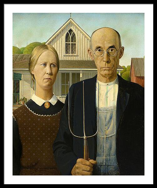 American Gothic Couple Framed Print