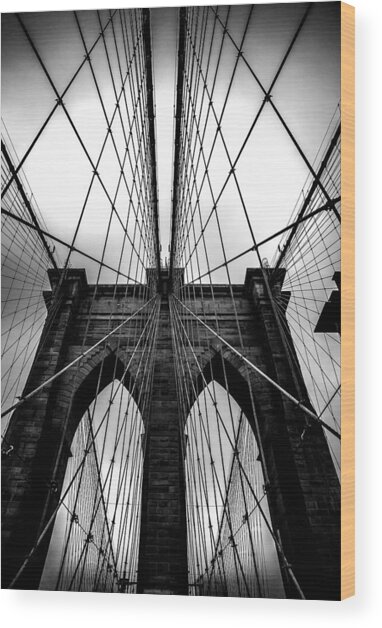Symmetry of a Suspension Bridge Wood Print
