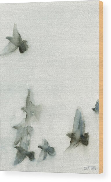Birds in Serene Flight Wood Print