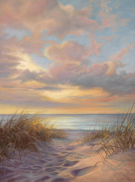 Tranquil Beach Sunset Scene Art Print