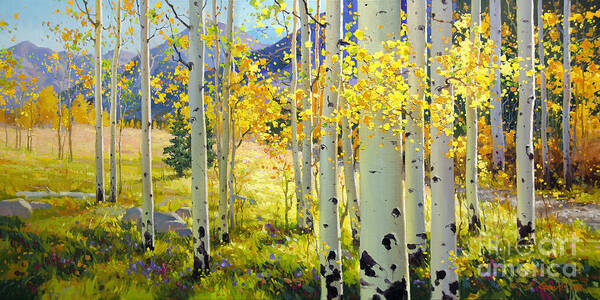 Golden Aspen Forest Art Print