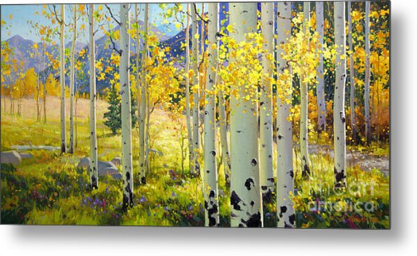 Golden Aspen Forest Metal Print