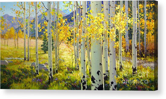 Golden Aspen Forest Acrylic Print