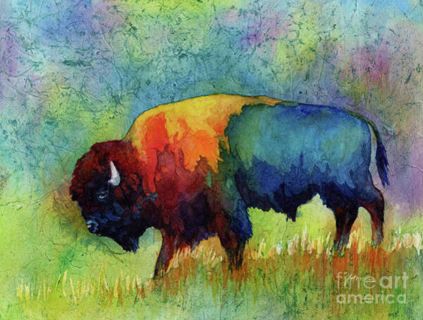 Colorful Bison in a Vibrant Meadow Art Print