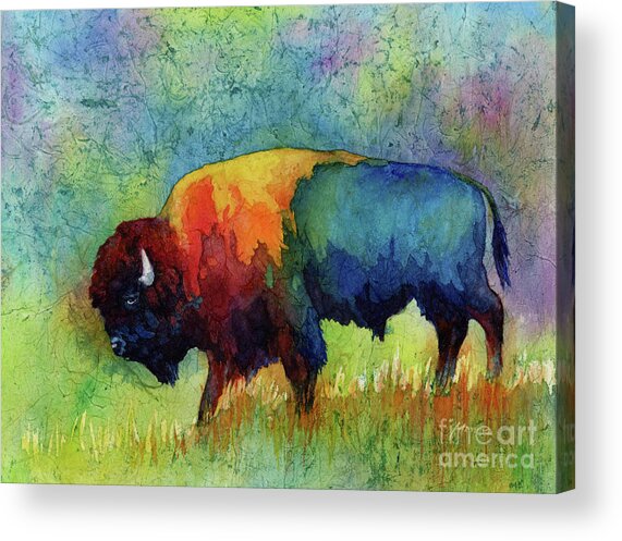 Colorful Bison in a Vibrant Meadow Acrylic Print