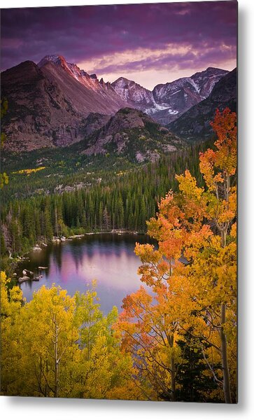 Majestic Mountain Lake at Sunset Metal Print
