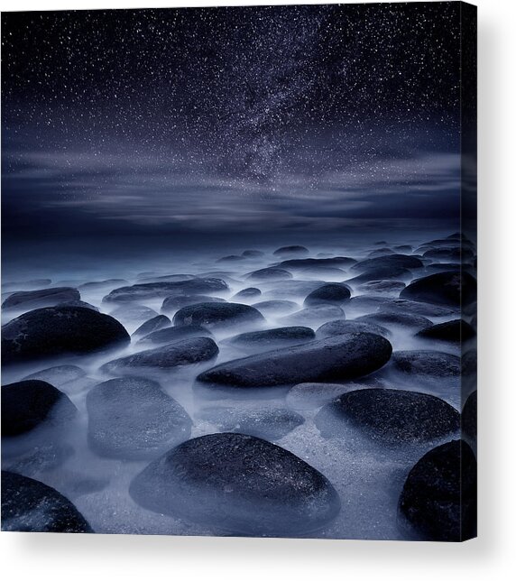 Starry Night Over Rocky Shore Acrylic Print