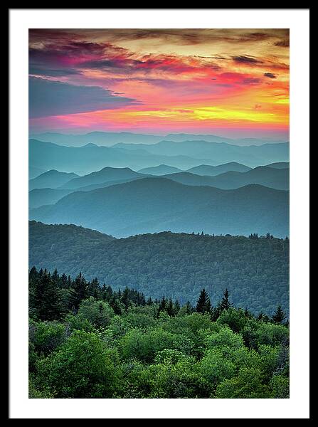 Sunset Over Mountain Range Framed Print