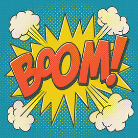 Comic Boom on Blue by Mitch Frey