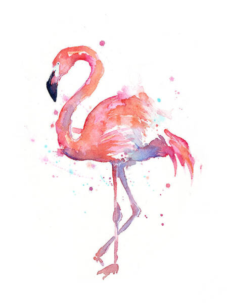 Watercolor Flamingo Portrait Art Print
