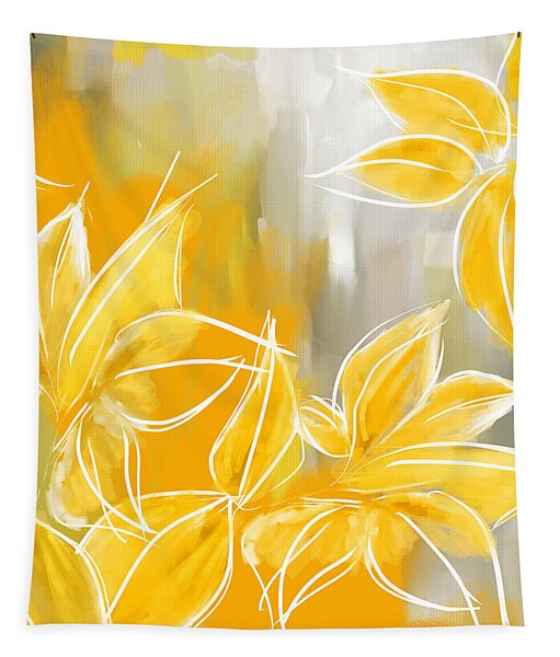 Golden Leaves Abstract Tapestry