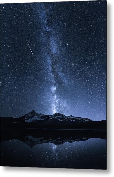 Starry Night Over Mountain Range Metal Print