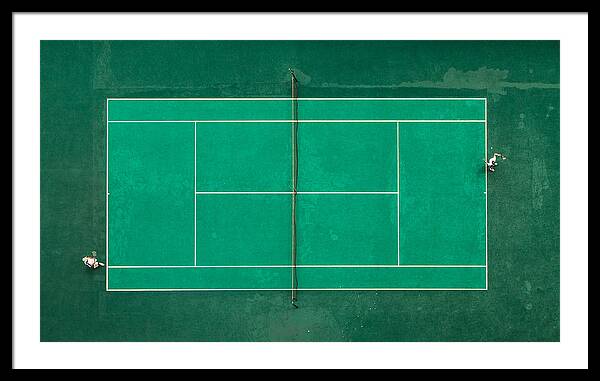 Aerial View of Tennis Match Framed Print