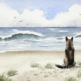 German Shepherd on the Beach by David Rogers