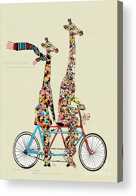 Colorful Giraffes on Tandem Bicycle Acrylic Print