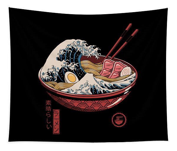 Ramen Bowl with Great Wave Tapestry