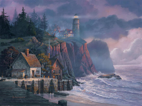 Lighthouse Overlooking Coastal Cliffs Poster