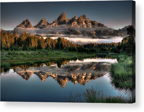 Serene Mountain Reflection at Dawn Acrylic Print
