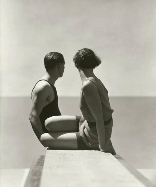 Couple in Vintage Swimwear Art Print