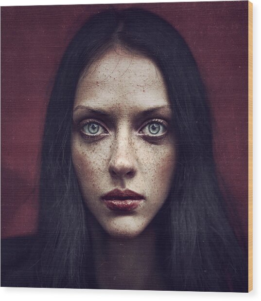 Intense Gaze Portrait Wood Print