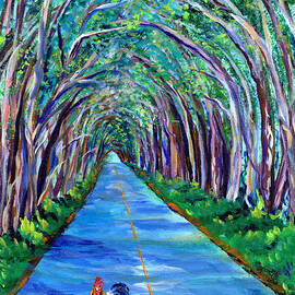 Kauai Tree Tunnel with Rooster by Marionette Taboniar