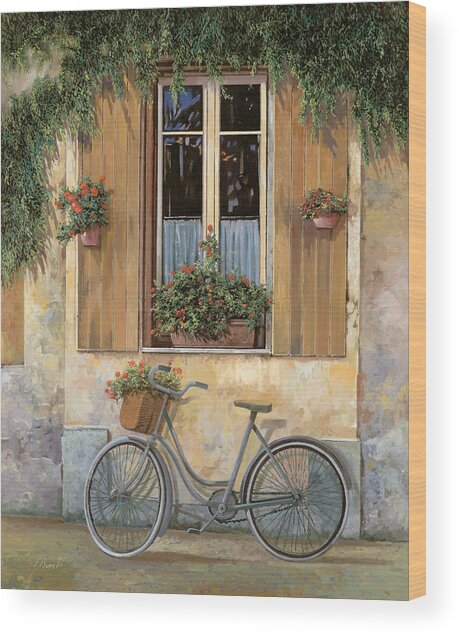 Charming Bicycle by Window Wood Print