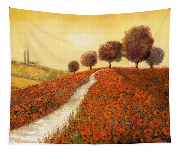 Poppy Fields at Sunset Tapestry