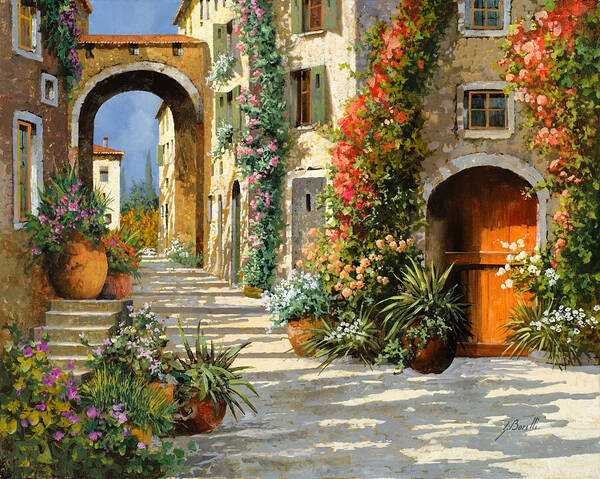 Charming Mediterranean Street Scene Art Print