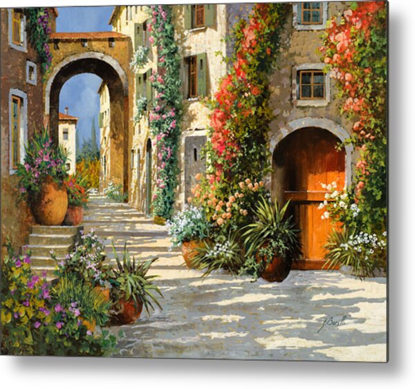 Charming Mediterranean Street Scene Metal Print