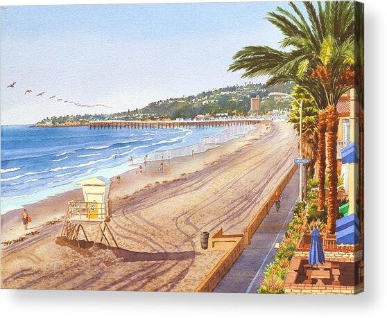 Sunny Beachfront with Pier Acrylic Print
