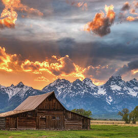 Moulton Barn Sunset Fire by Darren White