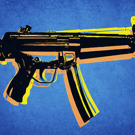 MP5 Sub Machine Gun on Blue by Michael Tompsett