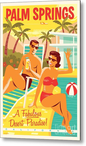 Palm Springs Retro Vacation Metal Print