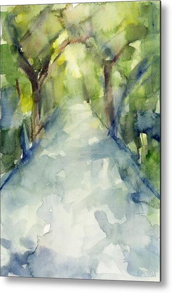 Pathway Through a Lush Garden Metal Print