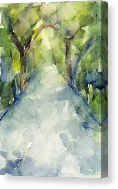 Path Conservatory Garden Central Park Watercolor Painting Canvas Art Print by Beverly Brown