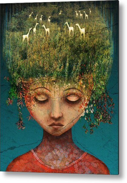 Dreamlike Forest Hair Metal Print