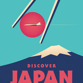 Retro Japan Mt Fuji tourism - Cyan by Organic Synthesis