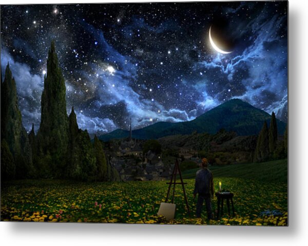 Starry Night Sky Over Artist Metal Print