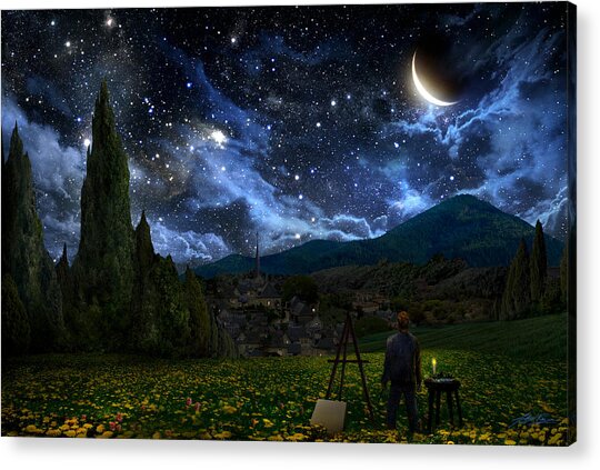 Starry Night Sky Over Artist Acrylic Print