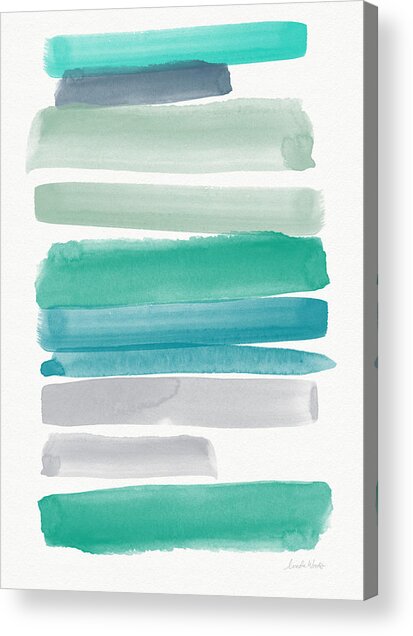 Horizontal Teal and Gray Stripes Acrylic Print