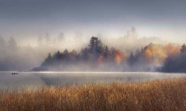 Foggy Morning on Lake Placid Art Print