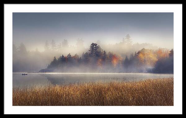 Foggy Morning on Lake Placid Framed Print