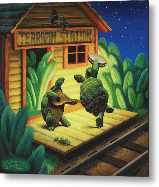 Terrapin Station Turtles at Night Metal Print