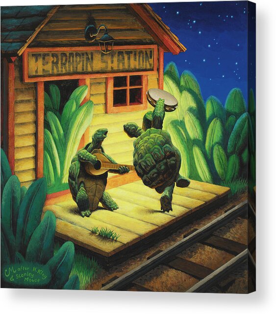 Terrapin Station Turtles at Night Acrylic Print