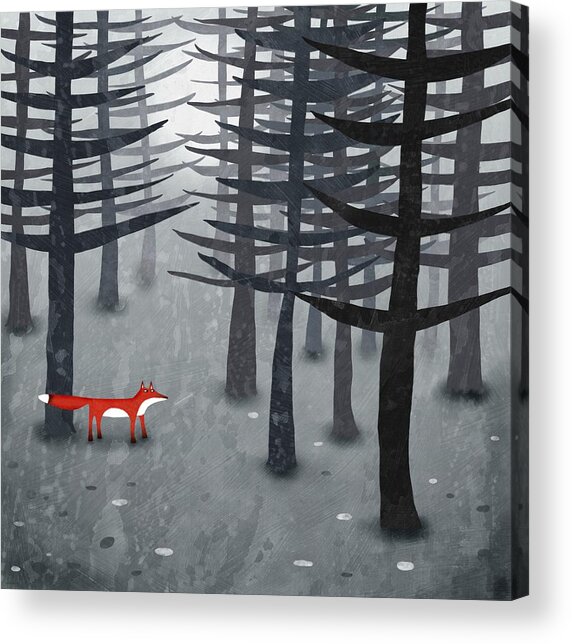 Fox in a Misty Forest Acrylic Print