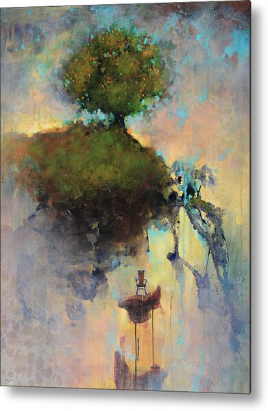 Floating Tree Above a Cliff Metal Print