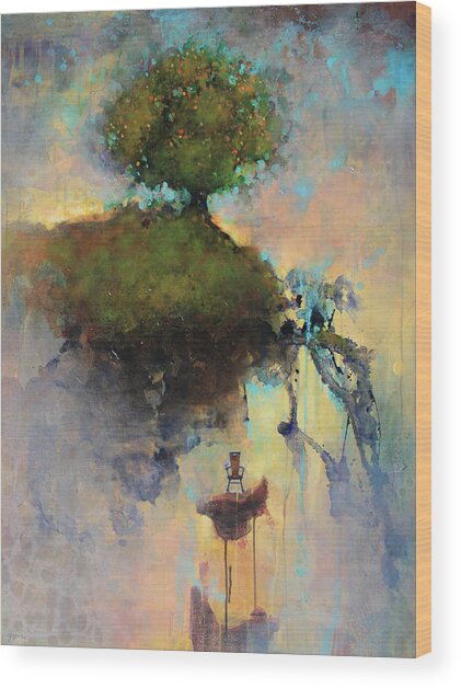 Floating Tree Above a Cliff Wood Print