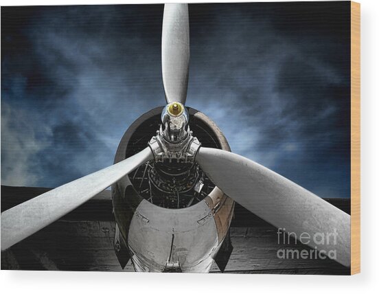 Propeller Against Dramatic Sky Wood Print